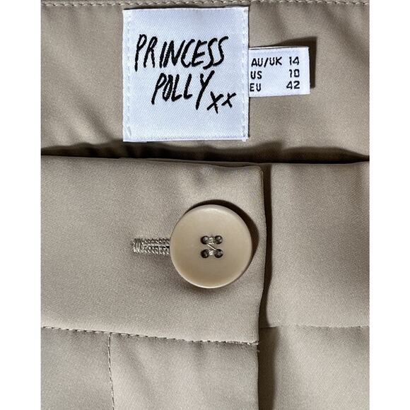 Princess‎ Polly Wide Leg Pleated Dress Pants Beige Size 10 - Picture 3 of 10